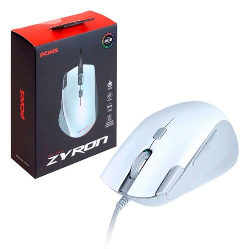Mouse Gamer USB 12800DPI RGB Zyron Branco PCYes